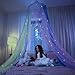 Bollepo Bed Canopy for Girls with Glowing Stars - Canopy Bed Curtains | Fits Single, Twin, Full, Queen Size Kids - Princess Bed Canopy | Rainbow Bedroom Accessories, Netting Room Decor, Ceiling Tent