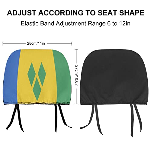 Adugen Origei Saint Vincent and The Grenadines Flag Elastic Universal Fit 2 Pack Headrest Cover for Logo Car Head Rest Cover 2 PCS2