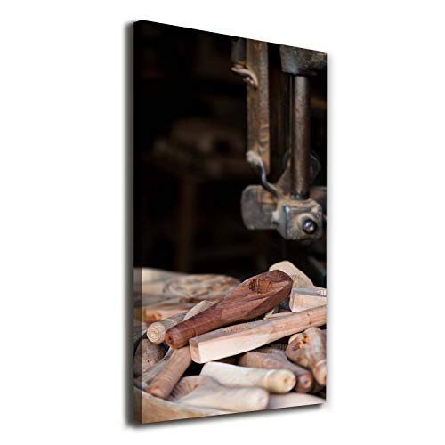Tableaux pour le mur beige de salon : peinture sur toile Tulup 60x120 cm outils en bois