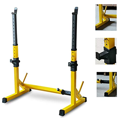 ERoomQ Multifunctional Squat Rack Power Rack Squat Stands Bench Barbell Rack Adjustable Swuat Rack Strengthening of Fitness Training Home & Gym, Yellow