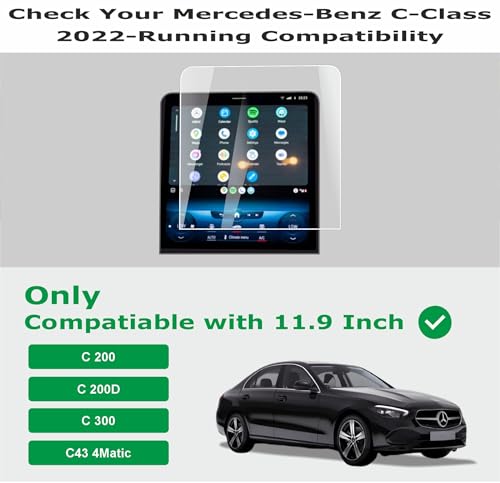 Image of OHAYO Screen Protector for Mercedes Benz C-Class 2024 | 11.9 Inch Infotainment Touchscreen Protection Film | Compatible with C200, C200d, C300 & C43 4Matic | 9H Hardness Military Strength Scratch Resistant Car Display Guard