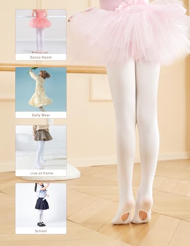 Image of Ultra-soft Ballet Tights High Elastic Convertible Dance Pantyhose 2 Ways to Dress (Toddler /Girls /Women)