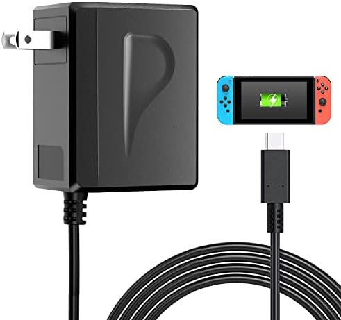 Charger for Nintendo Switch,USB C Adapter Compatible with Nintendo Switch/Switch Lite/Switch OLED/Switch Dock, Fast Travel Charger with 5FT Cable for Samsung Galaxy S9 and Support TV Mode