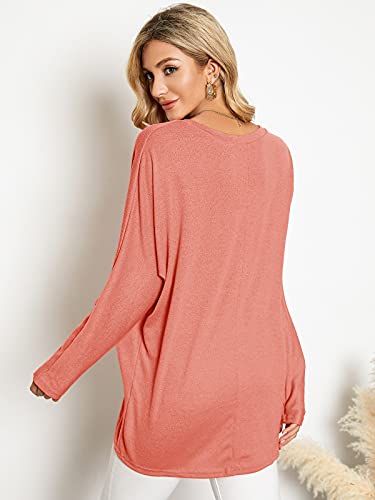 Image of ZANZEA Women's Off The Shoulder Batwing Tops Casual Loose Oversized Tshirts Long Sleeve Fall Pullover Sweater Tops