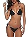 Women Two Piece Bikini Swimsuit Sexy Bathing Suits Halter Triangle Tops String Bikini Sets Black XS