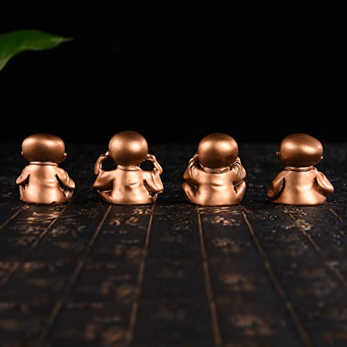 Set de 4 estatuas de monjes en resina decorativas miniatura 6