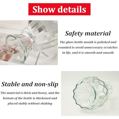 TSKDKIT Clear Glass Vase Decoration Flowers Glass Bottle Thicken Vase with Ribbon Glass Vase for Gift Wedding Living Room Modern Decor(18 x 8cm) - Cosy Home Interiors TSKDKIT Clear Glass Vase Decoration Flowers Glass Bottle Thicken Vase with Ribbon Glass Vase for Gift Wedding Living Room Modern Decor(18 x 8cm) - Image 2