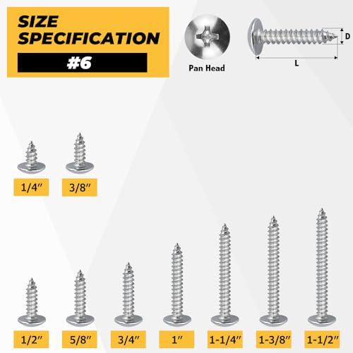 300 tornillos autorroscantes #6 x 1/4" con punta Phillips miniatura 3