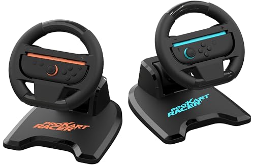 Subsonic - 2er-Set Lenkräder für Joy-Con Nintendo Switch und Switch 2 - Faltbare Rennräder mit Ständer und Saugnapfhalterung, kompatibel mit Joycon Switch und Switch 2 - Schwarz