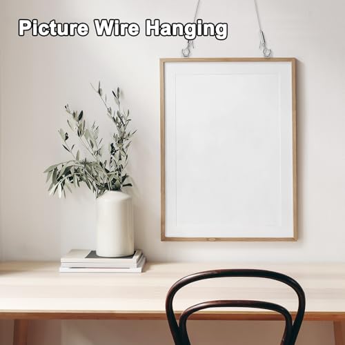 Image of M METERXITY 4-Pack Adjustable Picture Hanging Wire Kit, 1.5mx1.5mm Mirror Hanging Wire, Holds Up to 132lbs(60kg) 4.9FT Picture Frame Wire for Billboards /Basket /Flowerpot