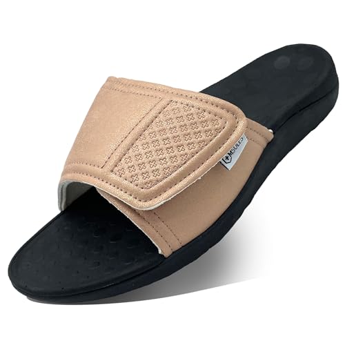 RX Unisex Slide & Flip-Flop Sandals - Orthotic Recovery Sandal with Comfortable Arch Support and Adjustable Strap for Foot and Leg Pain Relief, for Men and Women