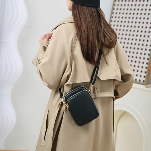 Casecond Mini Tasche Damen Handy Schultertasche Kleine Handytasche zum Umhängen mit Geldbörse Umhängetasche Brieftasche Crossbody Bag für iPhone 16 Pro Max 15 14 13 Samsung Xiaomi Bis zu 7.5\ Schwarz