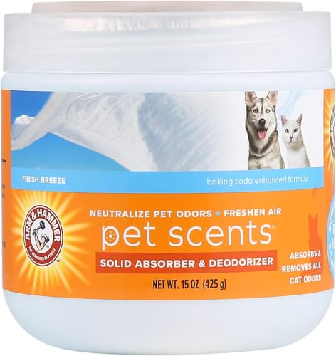 Image of Arm & Hammer Pet Scents Gel Odor Eliminator,Solid Baking Soda Deodorizer for Pet Areas,Homes,Litter Boxes,and Rooms,Long-Lasting Odor Control,Fresh Breeze Scent,15 Oz,(Pack of 12)