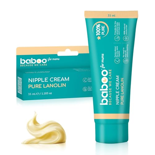 BABOO - Crema para pezones con lanolina pura - crema para el dolor de pecho - calmante hidratante - 35 ml