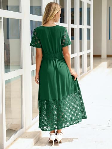 Image of Simplee Womens Summer Boho Maxi Dress V Neck Empire Waist Long Flowy Wedding Guest Dresses with Pockets
