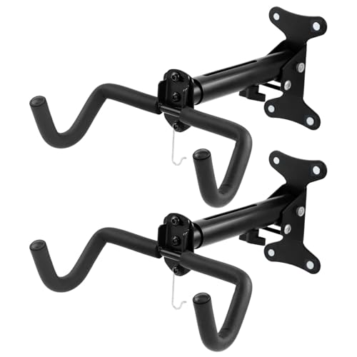 Image of Cyfie Bike Wall Mount Garage Rack Hanger, Adjustable Horizontal Bicycle Garage Storage Hooks Indoor Bike Hook Holder for Haning Mountain Road Hybrid Bike in Apartment (2 Pack)