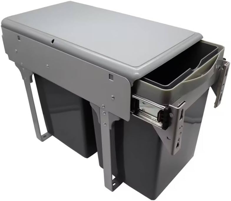 DBR Plastic Kitchen Sliding Pull-Out Waste Bin (250 X 452 X 365 Mm) Cabinet Width For Dust Bin 10 Inches,Gray