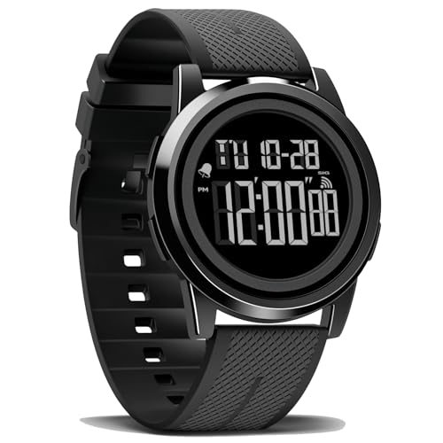 ASPYT Men Digital Watch Thin Sports Waterproof Outdoor LED Screen Large Face Wrist Watches for Men with Back Light Alarm Date Stopwatch