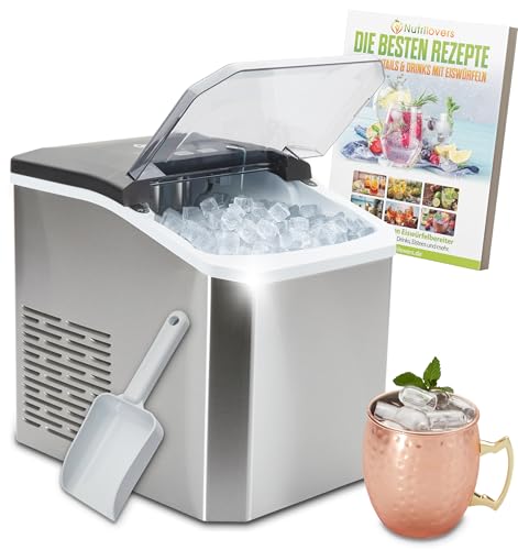 Nutrilovers Eiswürfelmaschine NUTRI-ICE MAKER Edelstahl Eiswürfelbereiter, Transparente Eiswürfel...