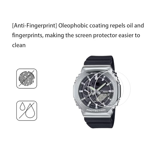 walieoka screen protector compatible with casio gbm-2100 series9h hardness tempered glass protective filmscratch resistant crystal clear  2 pack