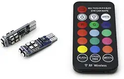 Lâmpadas de LED RGB 168 194 T10 multicoloridas com controle remoto RF para luzes de estacionamento de carro