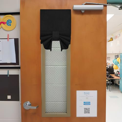 NICETOWN 100% Privacy Classroom Door Curtains for Window, Linen Blackout Window Covering for Kitchen, Full Blackout Drapes for French Door (8W x36L In