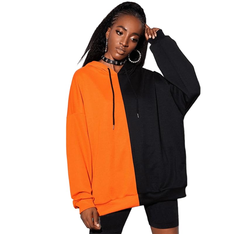 Image of SXV STYLE Hooded Pullover Solid Plain Unisex Cotton Oversized Baggy Sweatshirt Hoodie