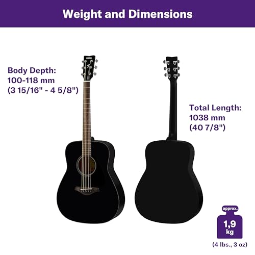 Image of YAMAHA FG800 BL 6-String Dreadnought Acoustic Guitar, Black Finish, Solid Spruce Top, Nato /Okoume Back & Sides, Scalloped Bracing, Right-Handed Guitar for Practice & Performance