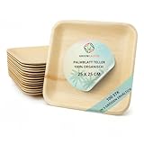 Greenkaufen 100 Stück 25 cm Palmblatt‑Teller | Große Einweg‑Bio‑Teller quadratisch | Kompostierbar, mikrowellenfest – Ideal für Hauptspeisen, Buffets & nachhaltige Events