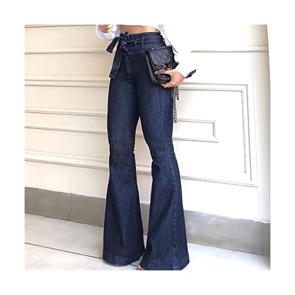 Pantete Womens High Waisted Bell Bottom Jeans Denim High Rise Flare Jean Pants with Belt