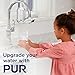 PUR PLUS Vertical Faucet Mount Water Filtration System, Lead-Reducing Filter, Great-Tasting Water, Easy Install, Lasts 100 Gallons, Compatible with Sinks with External Aerators, Chrome