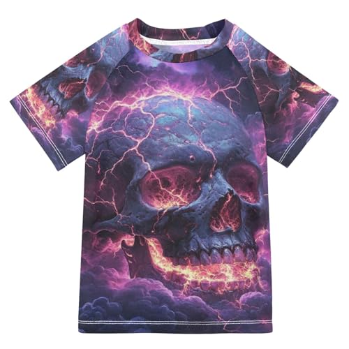 Boy Swimsuit Skull Lightning Cloud Cartoon Sunscreen T-Shirts Swimwear Sets UPF 50+