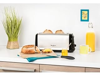 Moulinex Grille-pain 1 longue fente, 7 niveaux de dorage, Fente large, Bouton arrêt, Décongélation, Réchauffage, Tiroir ramasse-miettes, Subito, Inox LS260800