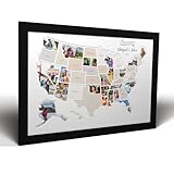 Personalized 50 States USA Photo Map - Frame Optional - Made in America (White, Black Frame)
