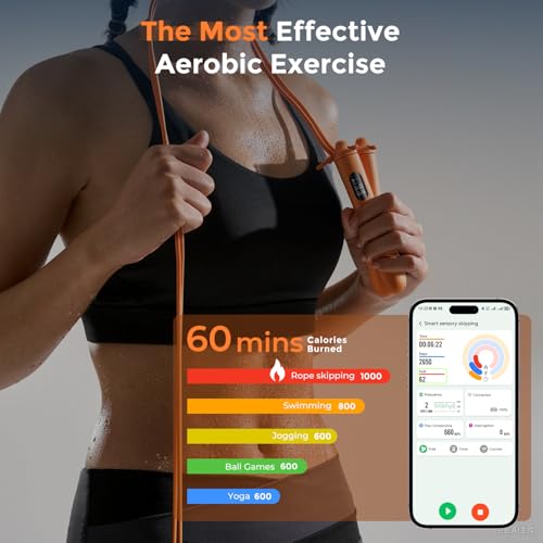 Image of Smart Jump Rope, Wireless Jumping Rope, Supports Game App Interaction, Suitable for Home and Gym exercise, Fitness Skipping Rope, Suitable for Women, Men, Adults and Children