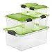 Produktbild Rotho Compact 5er-Set Aufbewahrungsbox mit Deckel verschiedene Größen von 4.5l bis 38l, Kunststoff (PP) BPA-frei, transparent/grün, 1 x A3/38l, 2 x A4/13l, 2 x A5/4,5l (57,0 x 40,0 x 25,0 cm)
