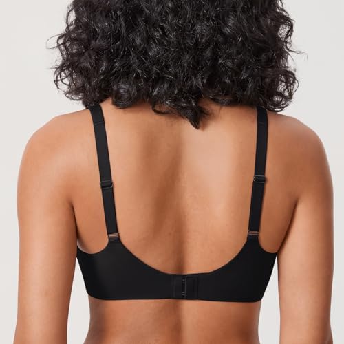 Delimira Women's Confishape Scoop Neck Balconette Bra Support Underwire Unlined Full Coverage Plus Size Bras Black 36C - Image 2