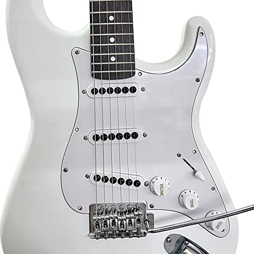 SAPHUE Prewired ST Pickguard SSS 3 Single Coil Pickups Adjustable Big Screws Loaded Electric Guitar Pickguard for Fender Strandard Straocaster Guitar Parts (White) - Thumbnail 4