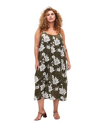 Zizzi Frauen Plus Größe Midi Kleid Viskose Druck Größe 50-52 Green...