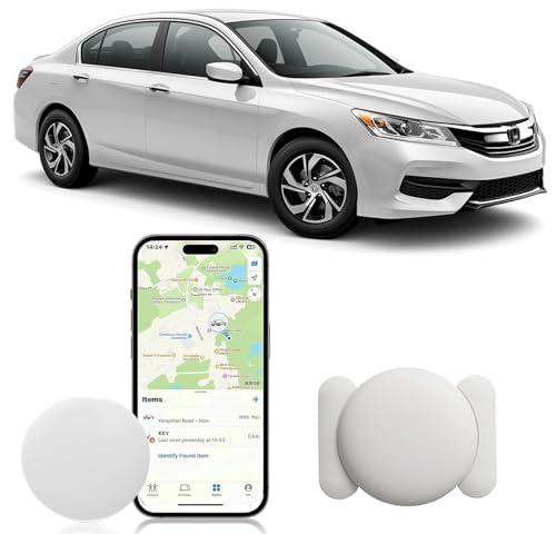 GPS Coche localizador, GPS Tracker rastreador magnético Oculto para Coches Sin cuota mensual, no SIM, Seguimiento en Tiempo Real para niños, Mascotas, Compatible con A-pple Find My (1 Blanca)