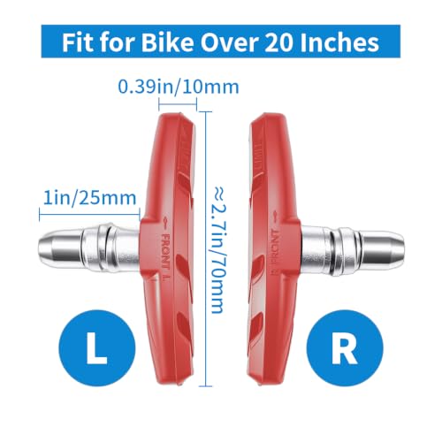 Image of Chooee Bike V-Brake Pads, Bicycle 70mm Brake Blocks Set, 2 Pairs Universal Brake Shoes