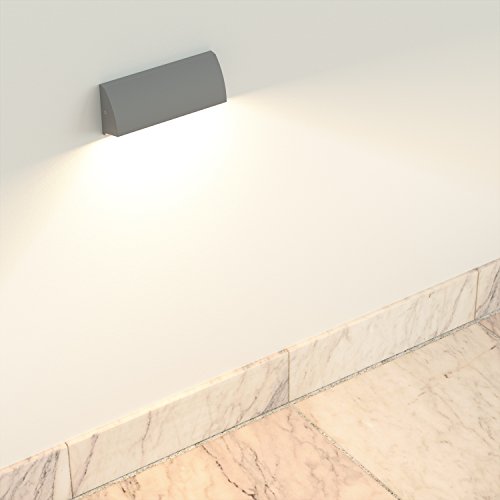 ledscom.de 2 LED wall Light/Staircase Light SEGIN for Outdoors IP54, Flat, Downlight, Grey matt, Angular, 3.8 W, 265lm, Warm White - Image 2