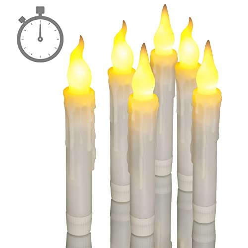 Punasi 6 Stück flammenlose LED-Kerzen, batteriebetrieben, gefälschte Kerzen mit warmgelber flackernder Flamme, Durchmesser 2 cm x Höhe 17 cm, tropffreie Handkerzen für Kirche, Hochzeit Cover