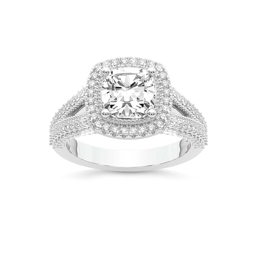 FRIENDLY DIAMONDS Lab Grown Diamond Engagement Ring For Women 0.50 Carat - 6 Carat IGI Certified | In 14K Or 18K in White, Yellow Or Rose Gold |Opulenté Antique Halo Diamond Ring | FG-VS1-VS2 Quality
