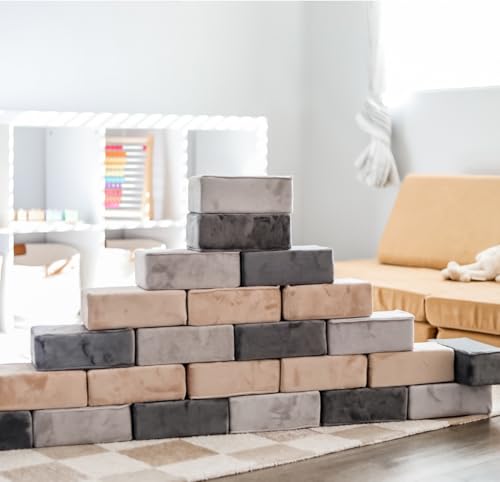 Image of The Original Premium Plush Building Block for Kids - Certified Safe Foam Blocks in Luxuriously Soft Fabric Covers (Castle Rock, Blocks)