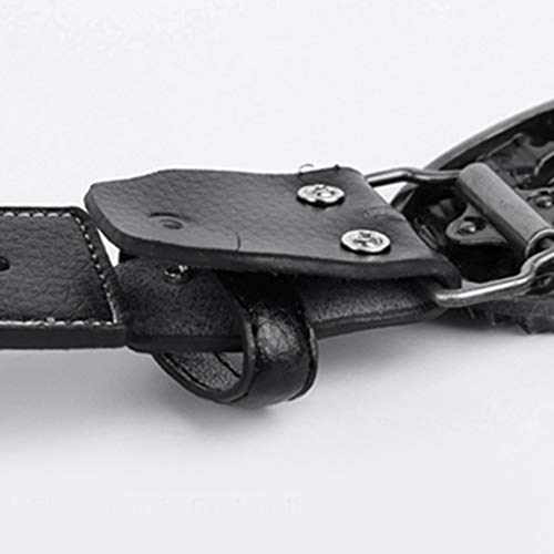 Fityle Cintos De Cinta De Couro De Estilo Retro Flying Eagle \u0026 Arabesque Buckle Belt - Preto