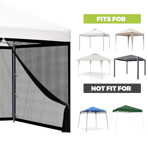 10x10 ft Mosquito Netting for Pop Up Canopy, Universal Bug Screen Tent Enclosure, Outdoor Canopy Mesh Net with Zipper Doors for Camping, Patio, Backyard (Netting Only，Black) - Thumbnail 5