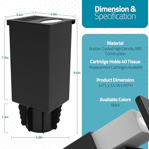 Image of Superior Essentials Car Tissue Holder with Car Garbage Can - Elegant 2 in 1 Car Tissue Box Holder and Mini Trash Can for Car Cup Holder (Black)
