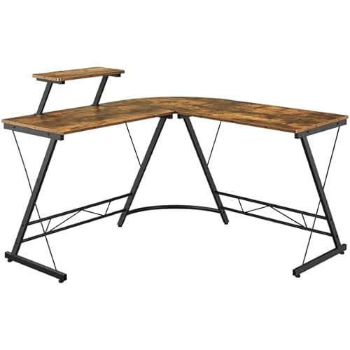 Abician Bureau Informatique en Forme de L, Bureau d'angle Moderne, Ordinateur, PC, Support d'écran, Bureau, Domicle, Studio, 130 x 130 x 96,5 cm Cover