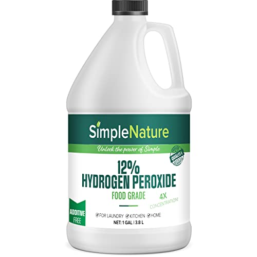 SimpleNature 12% Food Grade Hydrogen Peroxide Solution - 1 Gallon - Natural Multipurpose Cleaner...